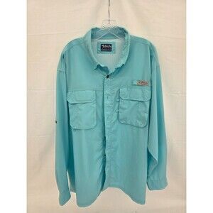 Bimini Bay Fishing Shirt Men"s Size 2XL Long Sleeve Vented Aqua Casual